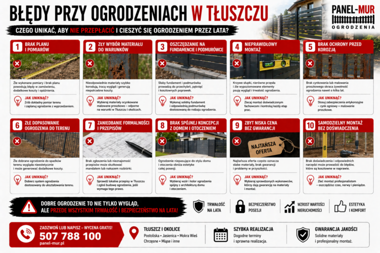 Błędy przy ogrodzeniach w Tłuszczu – najczęstsze problemy i czego unikać przy montażu ogrodzenia