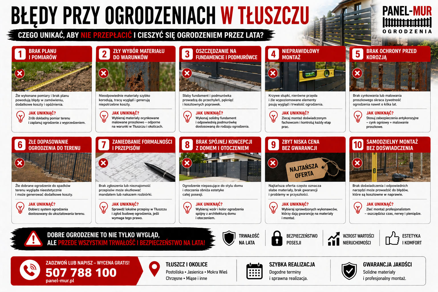 Błędy przy ogrodzeniach w Tłuszczu – najczęstsze problemy i czego unikać przy montażu ogrodzenia