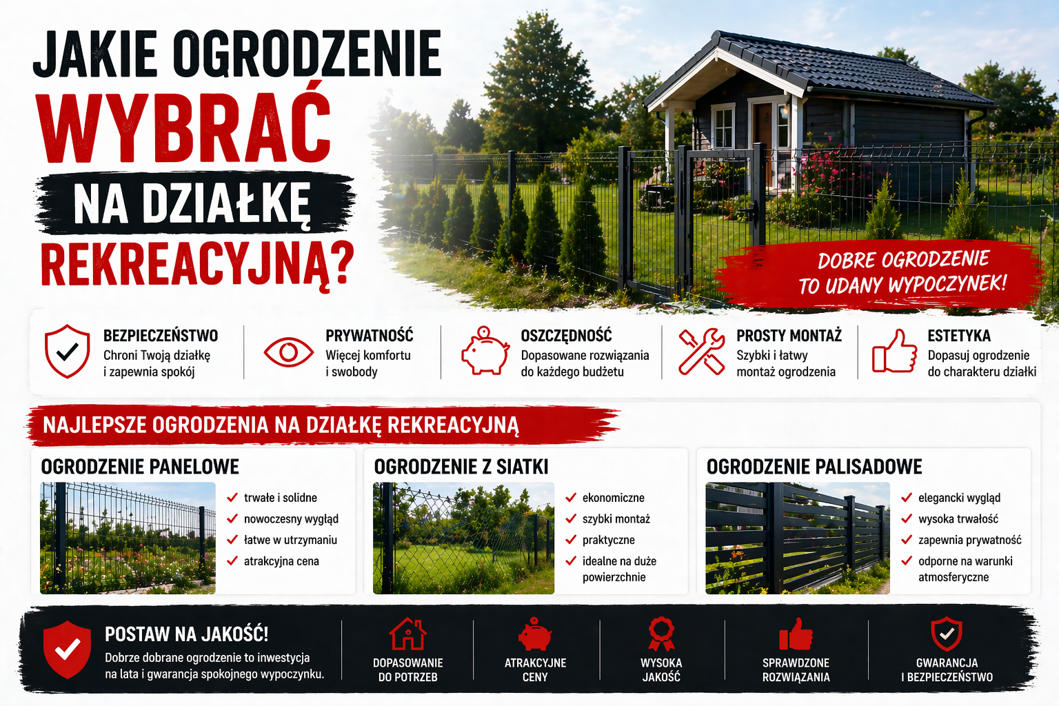 Jakie ogrodzenie wybrać na działkę rekreacyjną – ogrodzenie panelowe, siatka i palisadowe jako najlepsze rozwiązania