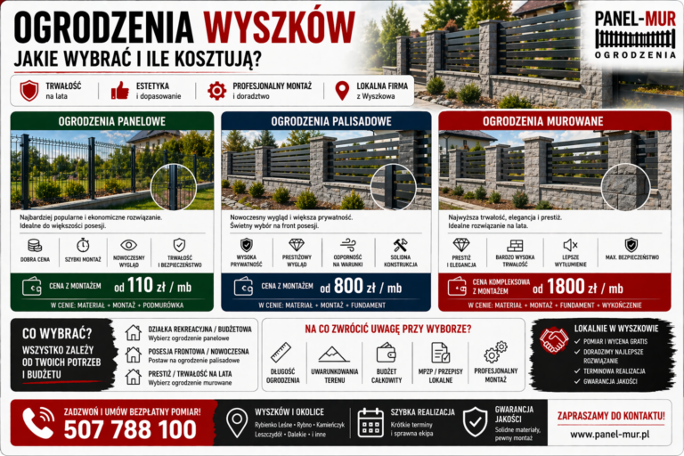 Ogrodzenia Wyszków – jakie wybrać i ile kosztują ogrodzenia panelowe, palisadowe i murowane z montażem